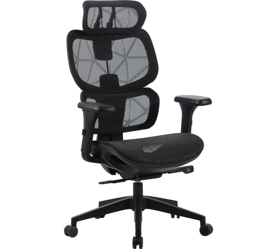 Кресло CACTUS CS-MC555-BK черный сетка с подголовником крестовина пластик 2003196