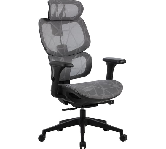 Кресло CACTUS CS-MC555-GY черный/серый сетка с подголовником крестовина пластик пластик черный 2003207