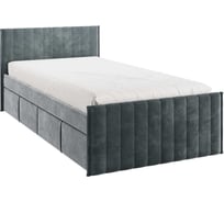 Кровать с ящиками Твикс 90x200 см, графит, велюр 171565.2171