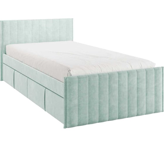 Кровать с ящиками Твикс 90x200 см, мята, велюр 171565.2764