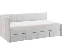Кровать с ящиками Твикс Тахта 90x200 см, галька, велюр 171564.2173