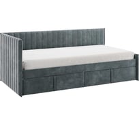 Кровать с ящиками Твикс Тахта 90x200 см, графит, велюр 171564.2171