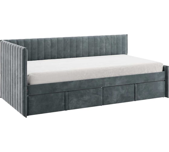 Кровать с ящиками Твикс Тахта 90x200 см, графит, велюр 171564.2171 1