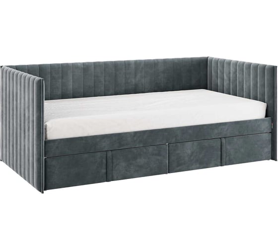 Кровать с ящиками Твикс Софа 90x200 см, графит, велюр 171562.2171 1