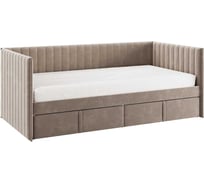 Кровать с ящиками Твикс Софа 90x200 см, латте, велюр 171562.2763