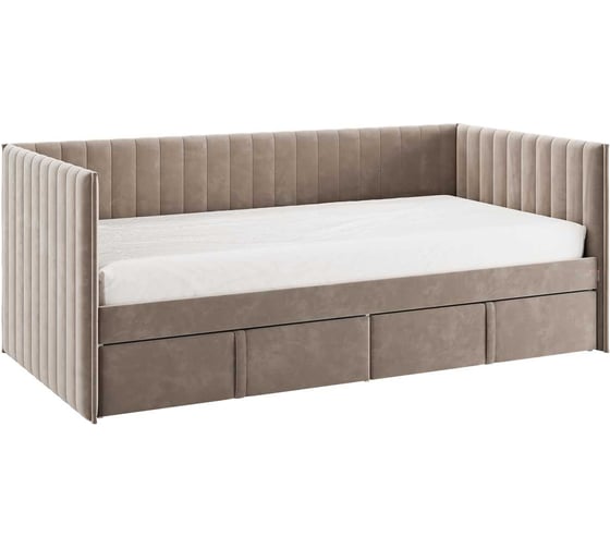 Кровать с ящиками Твикс Софа 90x200 см, латте, велюр 171562.2763 1