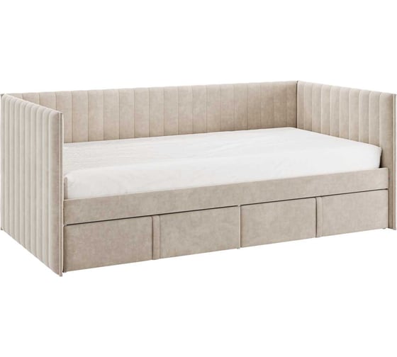 Кровать с ящиками Твикс Софа 90x200 см, капучино, велюр 171562.2170 1