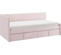 Кровать с ящиками Твикс Тахта 90x200 см, нежно-розовый, велюр 171564.2172