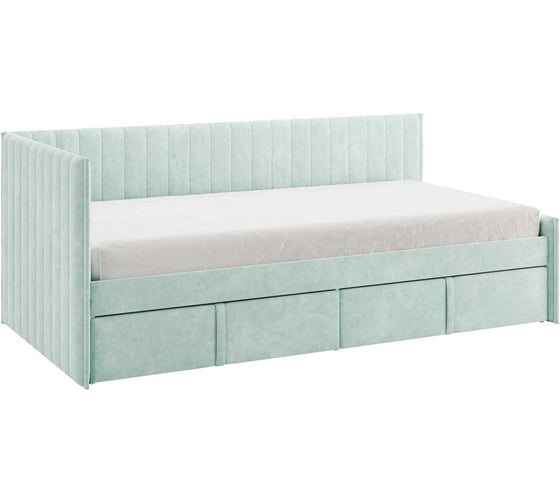 Кровать с ящиками Твикс Тахта 90x200 см, мята, велюр 171564.2764