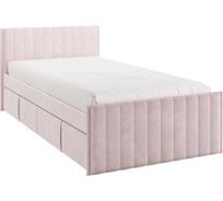 Кровать с ящиками Твикс 90x200 см, нежно-розовый, велюр 171565.2172