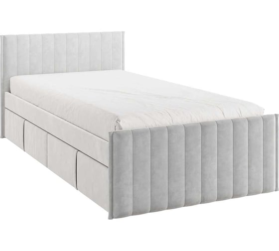 Кровать с ящиками Твикс 90x200 см, галька, велюр 171565.2173 1