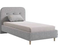 Кровать с основанием Лео 90x200 см, галька, велюр/графит, велюр KM0.9-19.2350