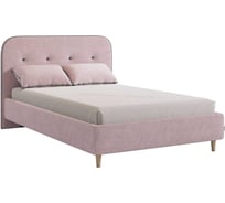 Кровать с основанием Лео 120x200 см, нежно-розовый, велюр/графит, велюр KM1.2-19.2348