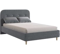 Кровать с основанием Лео 120x200 см, графит, велюр/галька, велюр KM1.2-19.2346