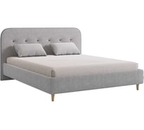 Кровать с основанием Лео 160x200 см, галька, велюр/графит, велюр KM1.6-19.2350