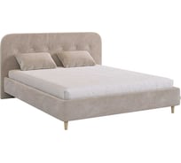 Кровать с основанием Лео 160x200 см, латте, велюр/капучино, велюр KM1.6-19.2765