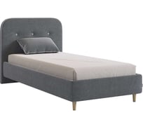 Кровать с основанием Лео 90x200 см, графит, велюр/галька, велюр KM0.9-19.2346