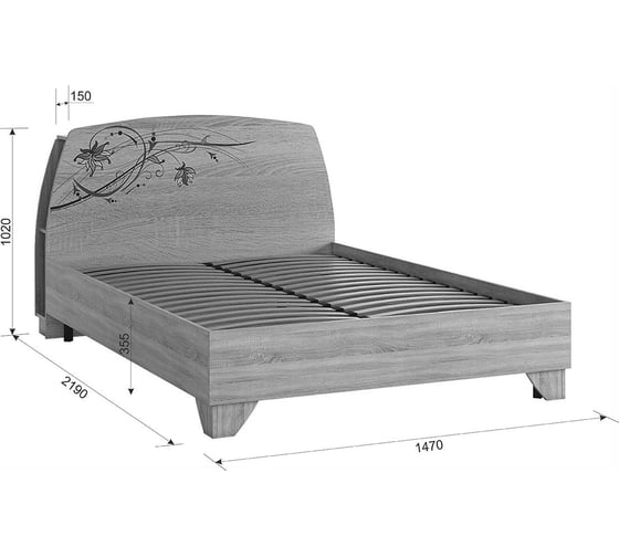 Кровать с основанием Виктория-1 140x200 см, дуб сонома SPV-1.04.1544