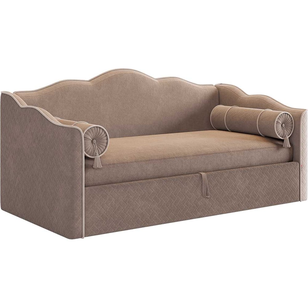 Кровать с подъемным механизмом Лея Софа 90x200 см, латте, велюр/крем ...