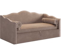 Кровать с подъемным механизмом Лея Софа 90x200 см, латте, велюр/крем, велюр KM.S-18.2958