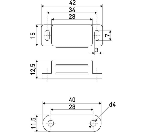 Магнит мебельный StahlBuro L-42 h-12,5 коричневый 4 шт 15933