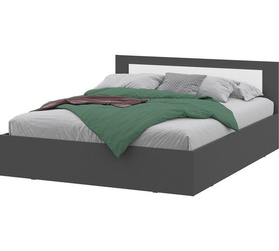 Кровать Арника с основанием Лайт Дольче 160x200 графит/белый Н7161595 1