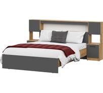 Кровать Арника с проложками 160x200 Вена, дуб золотой, графит серый Н45871250