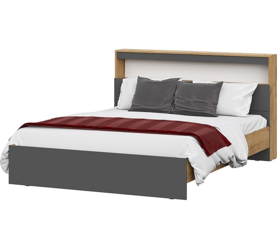 Кровать Арника с проложками 160x200 Вена, дуб золотой, графит серый Н45871250