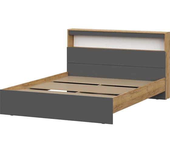 Кровать Арника с проложками 160x200 Вена, дуб золотой, графит серый Н45871250