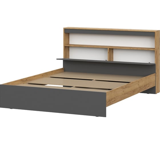 Кровать Арника с проложками 160x200 Вена, дуб золотой, графит серый Н45871250