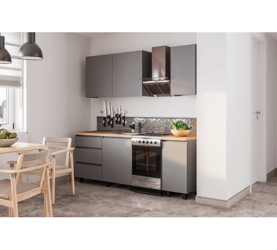 Готовая кухня Арника Асти 1,6 м, графит 00-00164031