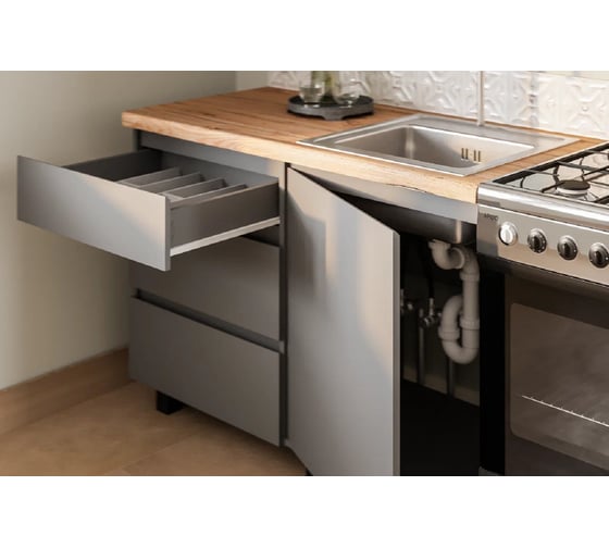 Готовая кухня Арника Асти 1,6 м, графит 00-00164031