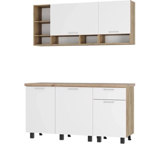 Готовая кухня Арника Вика 1,6 м, крафт, белый 00-00164507