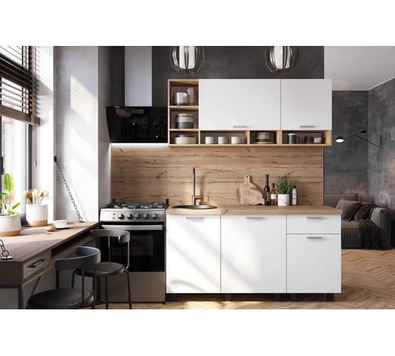 Готовая кухня Арника Вика 1,6 м, крафт, белый 00-00164507