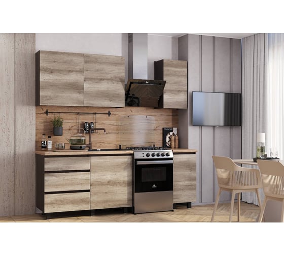 Готовая кухня Арника Энигма 1,6 м, дуб каньон, венге 00-00164506