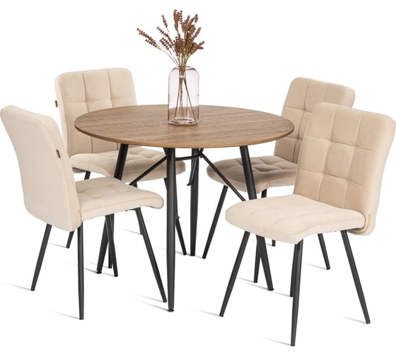 Стул обеденный Tetchair Medeo велюр, 47x56x89, молочный/черный, Porsche 2 21848