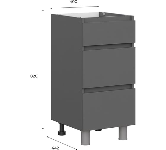 Стол с ящиками Арника СЯ 400 Денвер, графит 00-00161736