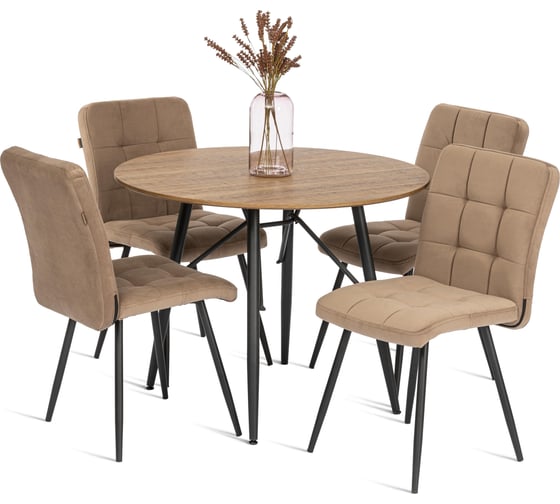Стул обеденный Tetchair Medeo велюр, 47x56x89, бежевый/черный, (Porsche 5) 21849