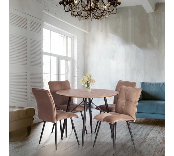 Стул обеденный Tetchair Sweet велюр, 46x55x88, бежевый/черный, (Porsche 5) 21844