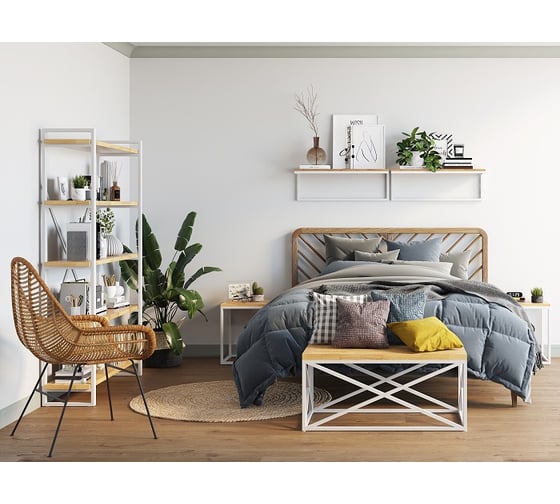 Журнальный стол Loftyhome Бервин 6 натуральный с белым основанием 0454349