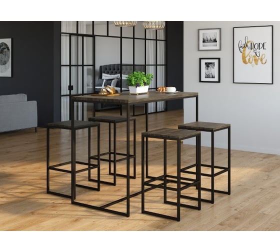 Барный стол Loftyhome Бервин серый 0454379