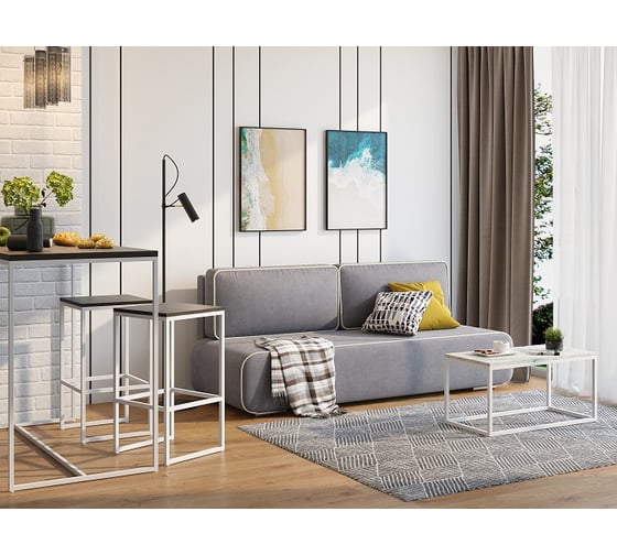 Барный стол Loftyhome Бервин серый с белым основанием 0938976
