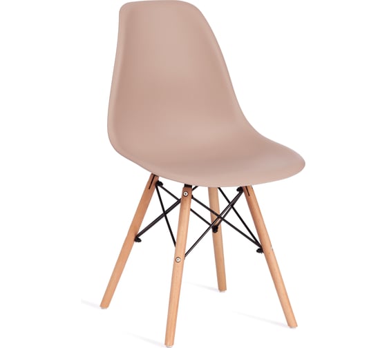 Стул Tetchair CINDY (EAMES) (mod. 001) 1 шт. в упаковке, дерево бук/металл/сиденье пластик, 51x46x82.5 см, бежевый / beige 20466