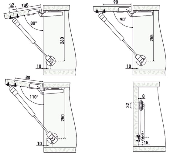 Газовые лифты StahlBuro N80 матовый хром 15916