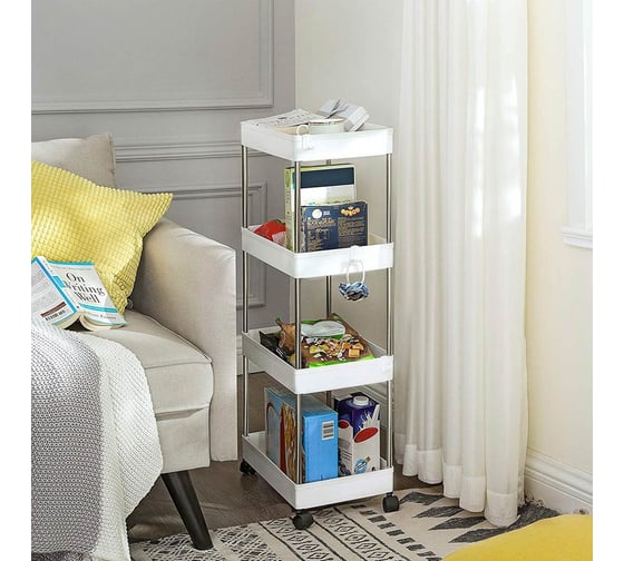 Этажерка на колесиках для ванной и кухни Tatkraft 40 х 22 х 86 см KSC10WT 1