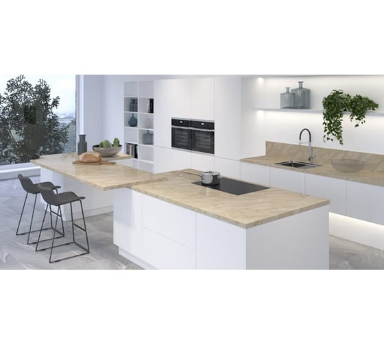 Прямоугольная столешница Союз 1200×600×r26×100м оникс бежевый ДМ/П/R0009/АА090/П0378/1200/600