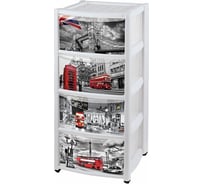 Комод Бытпласт на колесах, с аппликацией, 4 ящика, бесцветный 431295601