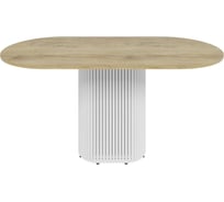 Стол овальный обеденный с металлическим подстольем GENGLASS TRUBIS Wood 160 GGT-03-3-1-О-16080