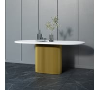 Стол овальный обеденный с металлическим подстольем GENGLASS TRUBIS Wood 180 GGT-03-1-3-О-18090