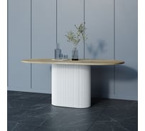 Стол овальный обеденный с металлическим подстольем GENGLASS TRUBIS Wood 180 GGT-03-3-1-О-18090